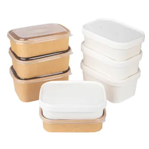一次性方形碗质量最好的牛皮纸包装材料食品工艺纸盒面包盒容器盒黄色