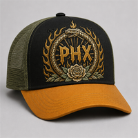 Casquette Trucker Vintage à 5 Panneaux avec Impression High Crown, Visière en Mousse et Dos en Maille, Style West Coast Chicano Streetwear Urbain, Vente en Gros