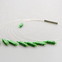 Harga pabrik Fiber Optic PLC Splitter Mini tabung baja tipe 0.9mm 1m 1.5m G657A1 1x2 1x4 1x8 1x16 1X32 SC/APC UPC untuk FTTH WiFi