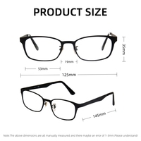 Lunettes de myopie classiques noires à monture intégrale, forme carrée tendance, ajustement confortable, verres en titane pur, design unisexe