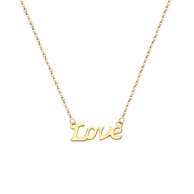 Echtzeit Collar Love Letters - Acero inoxidable o chapado en oro de 14