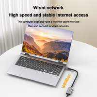 Adaptor jaringan USB Tipe C ke RJ45, 1000Mbps USB C ke RJ45 Gigabit LAN untuk kabel Ethernet untuk Laptop Tablet Desktop-Plug Play tenun eksternal