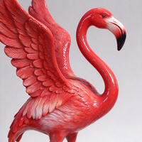 Ensemble de sculptures de flamants roses en fibre de verre, statue de flamant rose rouge en FRP, sculpture animale pour aménagement paysager extérieur, parcs et installations aquatiques