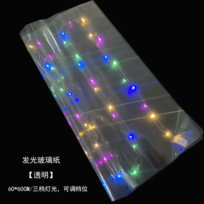 Luminous wrapping paper for flower,lighting Wrapping Transparent Glass Clear Plastic Wrapping Paper for gift