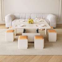 Table basse multifonctionnelle de style crème avec fonction de levage télescopique pour petit appartement, salon, table à manger, bureau.