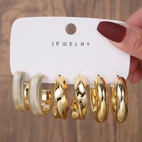 Nouveau Bijou de Mode : Ensemble de 3 Paires de Boucles d'Oreilles Créoles en Forme de C, Grandes Gouttes d'Eau, Or et Argent, pour Femme – Idéal pour Fête ou Cadeau