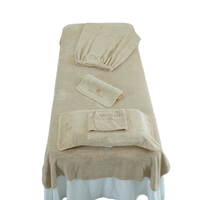 Ensembles de serviettes de SPA kaki pour salon de beauté, ensembles de draps de Table de Massage absorbant l'eau, ensembles de draps de lit en velours avec logo personnalisé 6 pièces