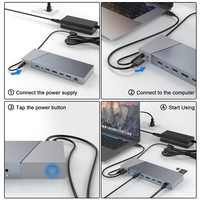 Station d'accueil pour ordinateur portable 16-en-1 USB-C USB-A Triple Moniteur 4K à 60 Hz DisplayLink pour MacBook Pro Air M1 M2 Dell HP