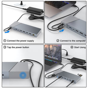 Estación de acoplamiento 16 en 1 para ordenador portátil, USB-C, Triple Monitor, USB-A, 4K @ 60hz, DisplayLink, para <span class=keywords><strong>MacBook</strong></span> <span class=keywords><strong>Pro</strong></span> Air <span class=keywords><strong>M1</strong></span> M2, Dell, HP - Product Image 4