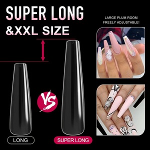 240 faux ongles cercueil extra longs transparents en acrylique pour manucure gel, pose facile - Product Image 5