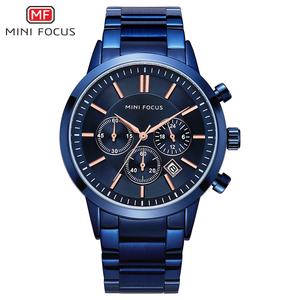 2025 Mini Focus MF0188G marca Original reloj cronógrafo de pulsera para hombre Klokker azul hielo impermeable moda reloj inteligente de cuarzo para - Product Image 5