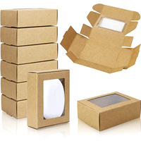 Scatole per Sapone Personalizzate con Finestra, Imballaggio Pieghevole in Carta Kraft, Scatola in Cartone Biodegradabile per Esposizione di Sapone Artigianale