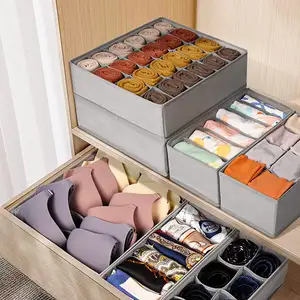 Drawer Underwear Storage Box Organizer Divider Fabric Foldable Dresser Bra Storage Bins