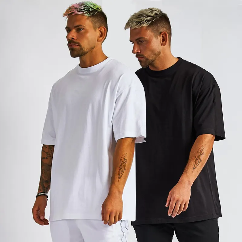 Nieuwe Ontwerp Luxe Kwaliteit Katoen Losse Fit Little Drop Schouder Merk Blanco Oversized Mannen T-shirt