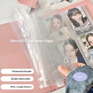 <span class=keywords><strong>Album</strong></span> de cartes coréen en PU de haute qualité, format A5, 4 compartiments, pour petites cartes DIY, idéal pour le fan art et Instagram, avec boucle magnétique pour l'échange d'images - Product Image 3