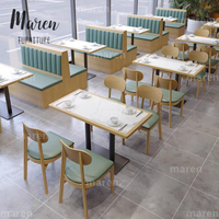 Ensemble de table et chaises de style moderne pour hôtel, café, pizzeria, restaurant, avec canapé et banquette, en bois massif