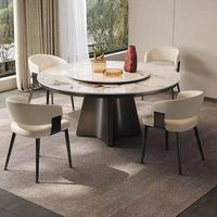 Ensemble de table et chaises de salle à manger rondes en marbre de luxe moderne, 4, 6 ou 8 places, cuisine, salle à manger, salon, design de meubles en métal élégant