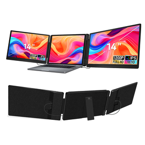 Bulk 14 Inch Triple Screen Laptop Monitor 1200P IPS Foldable Extender with <b>USB</b> <b>C</b> <b>HDMI</b> for Office and Trading - Product Image 1