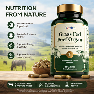 Produit de santé : Capsules d'organes de bœuf nourri à l'herbe pour le soutien rénal, capsules de gélatine, OEM, non-OGM, 180 unités, formule personnalisée - Product Image 1