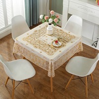 Nappe carrée en plastique de 134 cm à motif floral estampé or, style moderne, imperméable et anti-taches, idéale pour les banquets et événements