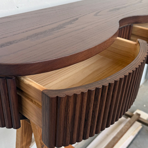 <span class=keywords><strong>Console</strong></span> murale moderne en bois de chêne <span class=keywords><strong>massif</strong></span> avec design à 3 vagues pour salon, chambre, appartement, salle à manger, meubles de maison - Product Image 5