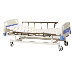 कम कीमत छिड़काव स्टील एबीएस चारपाई की अगली पीठ 2 क्रैंक मैनुअल चिकित्सा रोगी के बिस्तर के साथ पहियों