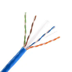 550MHZ CAT6 kabel Plenum 1000ft 23AWG 4 pasang kabel jaringan tembaga murni unshised Pasangan memutar jaket PVC biru tipe UTP