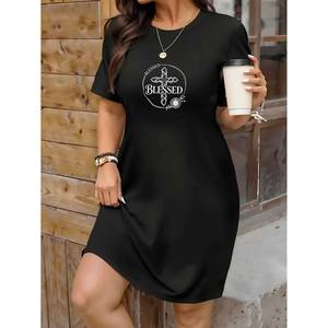 MY LIFE IS BETTER DREAM Tuta intera <span class=keywords><strong>da</strong></span> donna con motivo grafico e testo, lunghezza al ginocchio, ecologica, casual, sportiva, girocollo, a maniche corte - Product Image 4