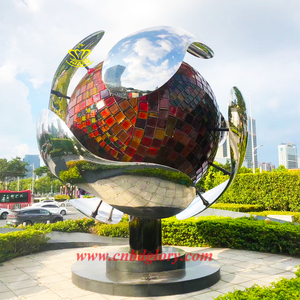 Estilo náutico personalizado jardín calle paisaje decoración Acero inoxidable <span class=keywords><strong>Corten</strong></span> BOLA DE Metal escultura técnica plateada - Product Image 6