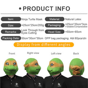 Маска из латекса с изображением милого мультяшного героя-черепахи, забавный костюм в виде головы животного для косплея, Хэллоуина, вечеринки, игрушка, реквизит - Product Image 2