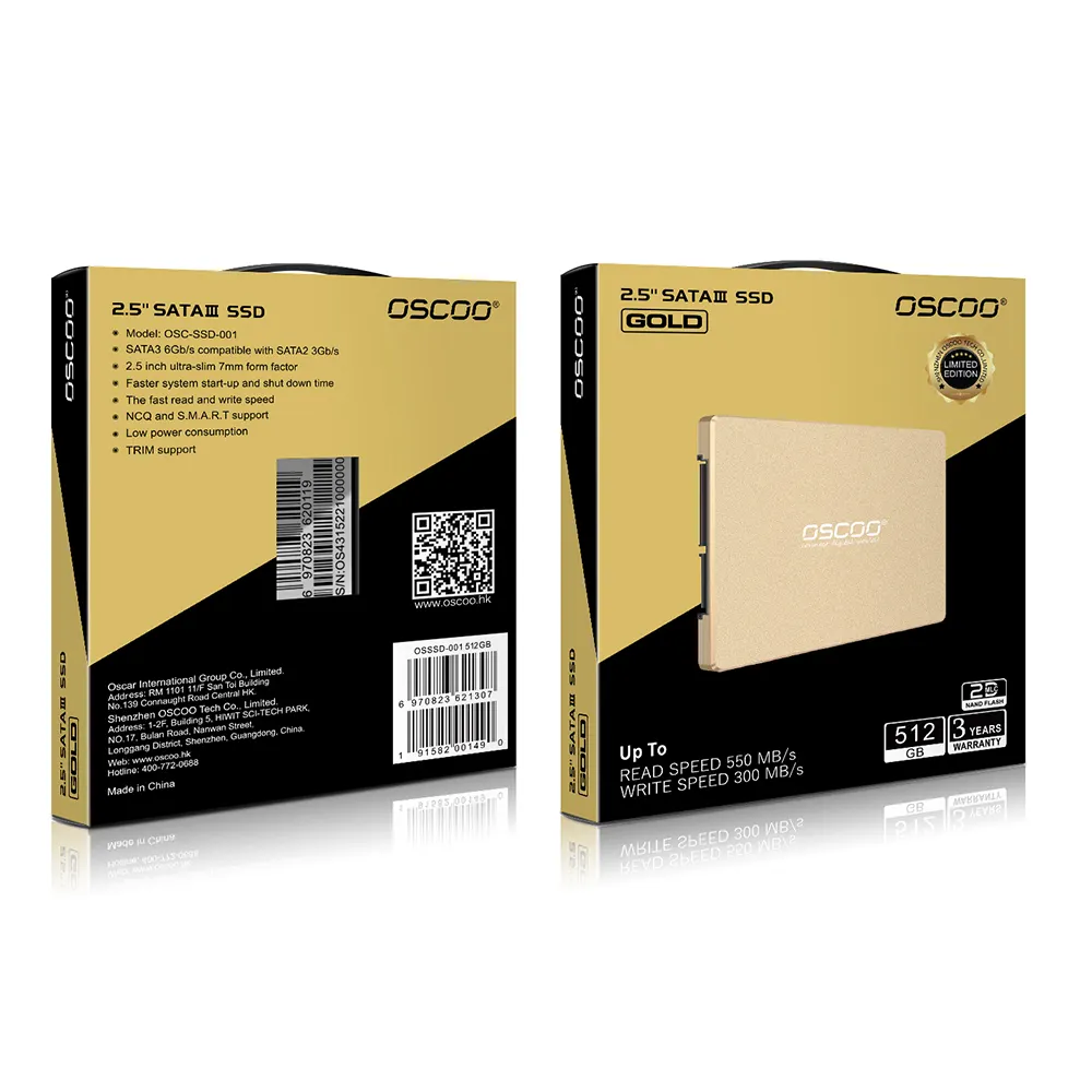 Oscoo Ssd Harde Schijf 2d Mlc Nand Flash 2.5 ''Sata Ssd 512Gb 128Gb 256Gb 1Tb Voor Laptop Harde Schijf Ssd