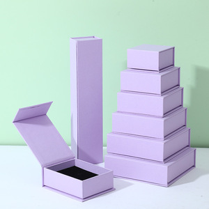 Wholesale Purple Cardboard Custom Printed Paper <b>Gift</b> Display Storage <b>Boxes</b> Magnetic Small Ring Packaging Jewelry Box with Logo - Product Image 5