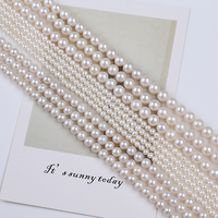 AAA couleur blanche naturelle 3-4mm 5-6mm 7-8mm brins de perles d'eau douce de forme presque ronde