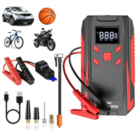 Démarreur de voiture portable 4-en-1 avec compresseur d'air intégré, batterie lithium 12V 20000mAh, booster de batterie, 150 PSI max pour les urgences routières
