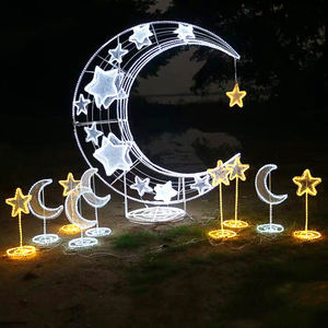 크리스마스 3D 달 눈송이 야외 조명 휴일 거리 상업 장식 큰 사용자 정의 조각 금속 모티프 조명 - Product Image 5