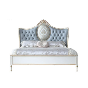 <span class=keywords><strong>Cama</strong></span> Doble de Cuero Francés Azul con <span class=keywords><strong>Respaldo</strong></span> Suave, Muebles de Madera Maciza Pintados a Mano, <span class=keywords><strong>Cama</strong></span> Doble Europea de 1.8m para Dormitorio Principal, China - Product Image 5