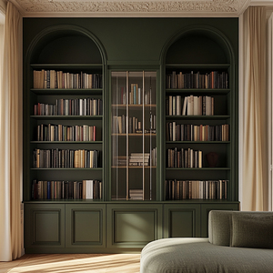 خزائن كتب منحنية على الحائط بالكامل بتصميم فرنسي تقليدي قابلة للتخصيص بالكامل وصديقة للبيئة مصنوعة من الخشب للمنزل والمكتب - Product Image 3