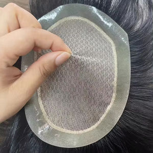 شعر مستعار للرجال شعر مستعار للرجال غير مرئي طبيعي من الحرير الكامل شعر مستعار أسود مسترسل للرجال - Product Image 2