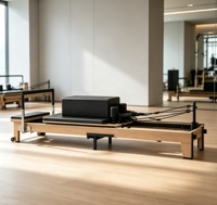 Reformer de Pilates pliable en bois d'érable noir, logo personnalisable, utilisation en salle de sport, à domicile ou en studio, design écologique, exercice de musculation