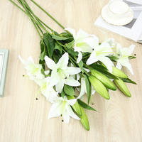 Fleur artificielle populaire de lys à Double tête, fleur décorative de lys, matériel de Film de décoration de mariage, lys en soie