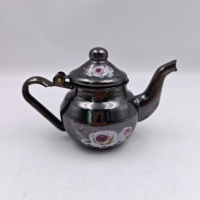 Théière ronde en émail de style nouveau avec motif floral, couleur personnalisée, pour la cuisine, la maison et les hôtels