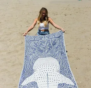 Marine turtles protection Sand Free 100% Turkish Cotton Yarn Quick Dry Sand Proof Towel with tassel for Beach Picnic Bath Towel