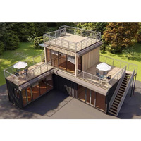 Edificio Contenedor Prefabricado Modificado, Villa Contenedor de Varios Niveles con Terraza en el Techo para Tienda u Oficina