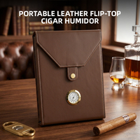Coffret cadeau d'accessoires pour cigares de qualité supérieure JH Business Trip pour hommes, étui à cigares en cuir PU et en bois