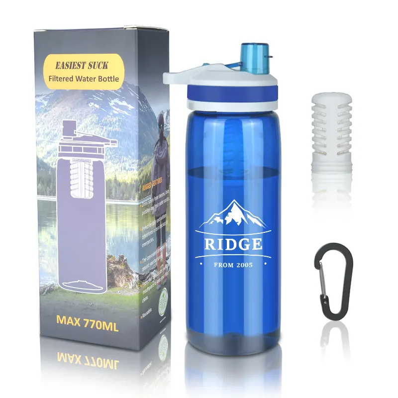 Outdoor Water Fles Met Filter Bpa-vrij Waterzuivering Fles Met Waterzuivering Stro Voor Camping Wandelen Reizen