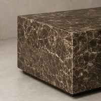 Table basse contemporaine en marbre brun OAKEN pour salon, table longue, meubles durables pour salon, meubles de maison