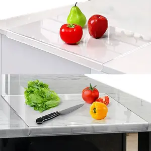 Tabla de cortar de acrílico transparente con tablas de cortar de labios para mostrador de cocina, tabla de cortar antideslizante Lucite con labio