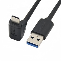Adaptateur USB de type C mâle à angle droit 90 degrés 3.0 vers câble mâle USB 3.0 avec blindage de tresse et gaine en PVC