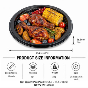 Wholesale Custom Black PP Disposable Plates 6 7 9 10 Inch Ribbed Reinforced Rim for <b>BBQ</b> Party Catering Meal Prep - Product Image 2