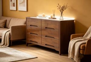 Modern Solid Wood <b>6</b>-<b>Drawer</b> Living Room Cabinet Minimalist Storage Furniture for Home Use - Product Image 5